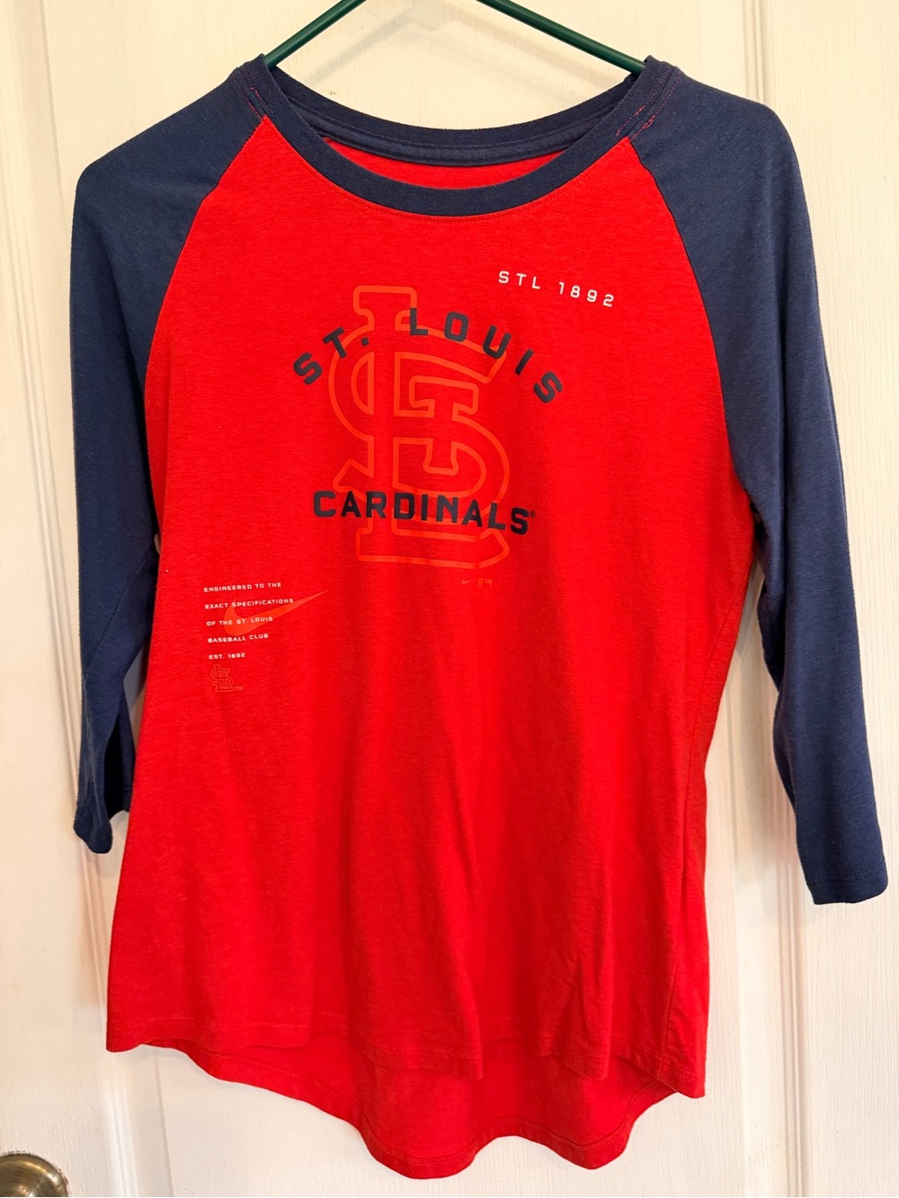 Nike St. Louis Cardinals Red & Navy Raglan Long Sleeve Tee
